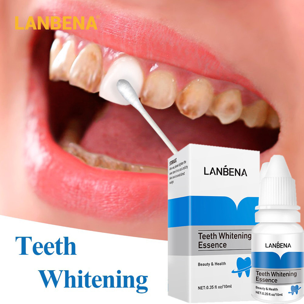 Bộ Sản Phẩm Bột Và Bút Làm Trắng Răng LANBENA Hương Chanh Bạc Hà Làm Sạch Mảng Bám 10ml+3ml