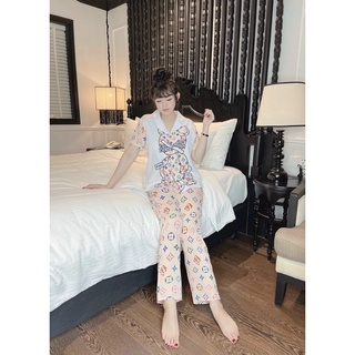 Bộ pijama thiết kế quần dài tay cộc lụa mango cao cấp