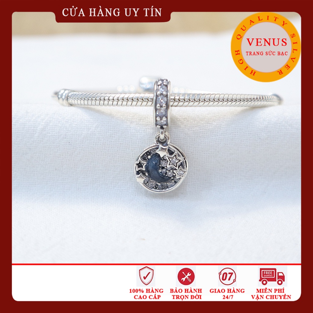 [Charm bạc 925 cao cấp] Charm treo trăng sao in nổi- Mã sản phẩm VENUSTTS