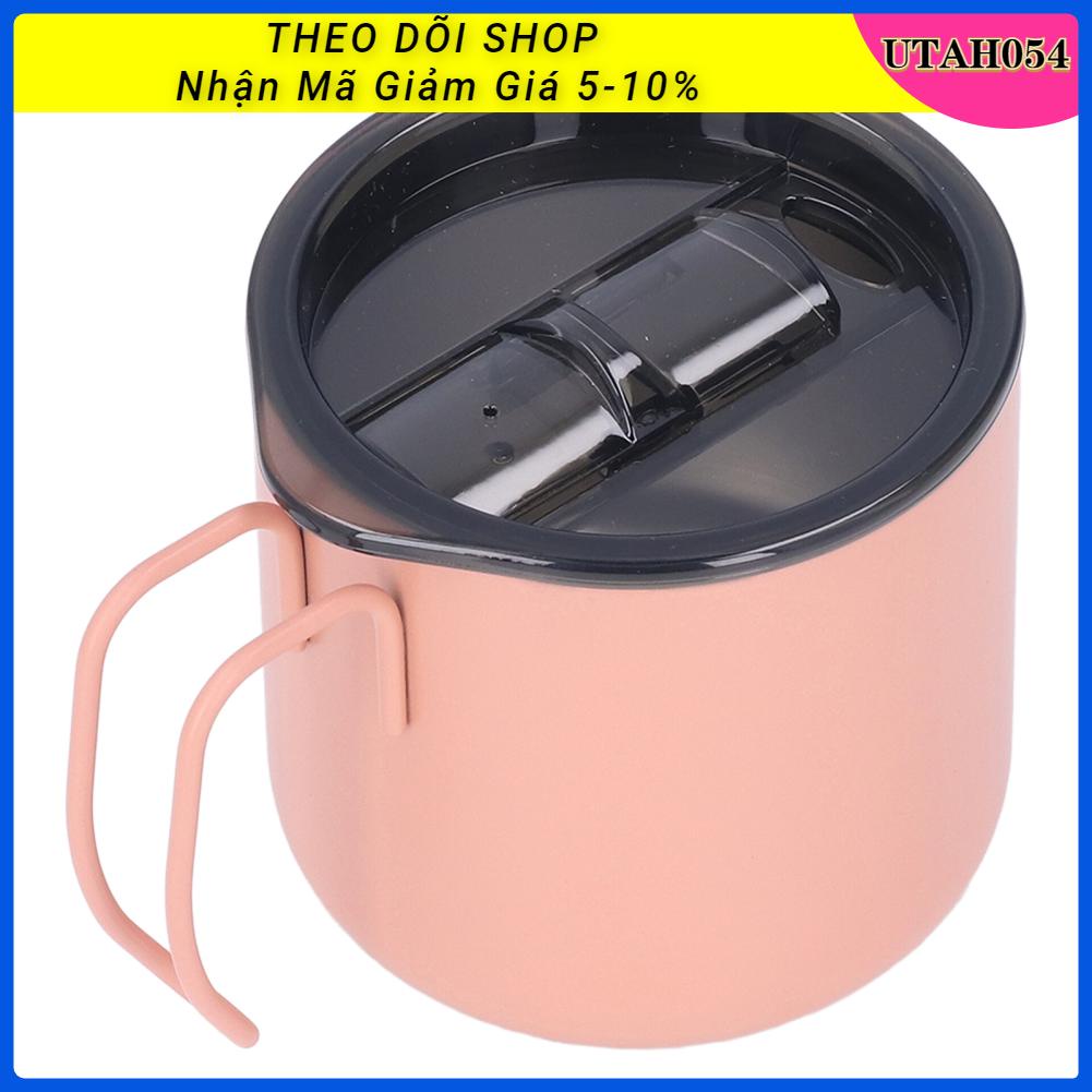 Utah054 Cà phê Du lịch Cốc 350ml Thép không gỉ Bền  Chống mài mòn Nắp silicone Hai lớp Bảo quản Nhiệt cà