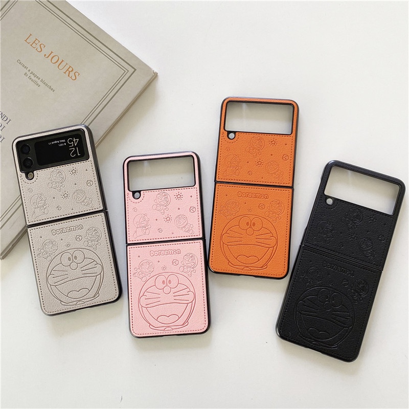 Ốp Điện Thoại Da PU Chống Sốc Hình Doraemon Dễ Thương Cho Samsung Galaxy Z Flip 4 3 2 1 Z Flip3 5G
