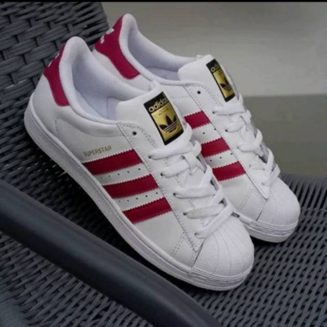 Giày Thể Thao Adidas Superstar Chính Hãng Phối Sọc Trắng Hồng Cá Tính