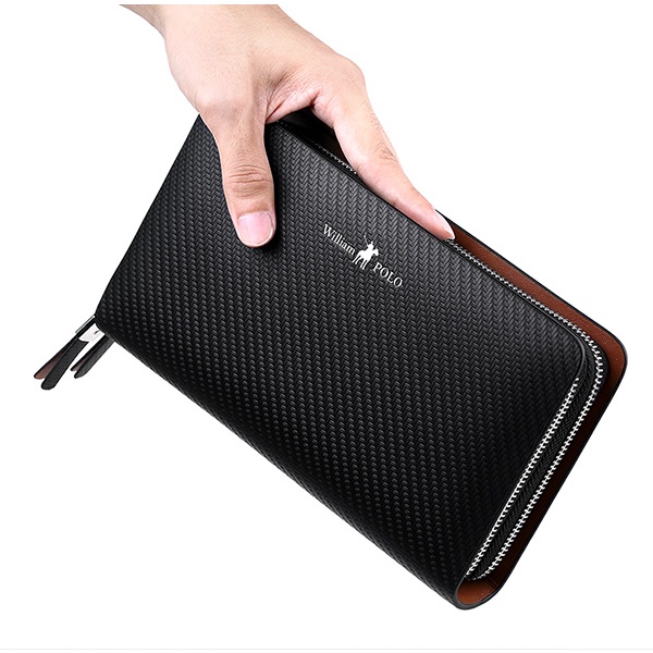 Ví nam cầm tay cao cấp William Polo 170 Clutch 2 khoá da bò -Bảo hành 12 tháng