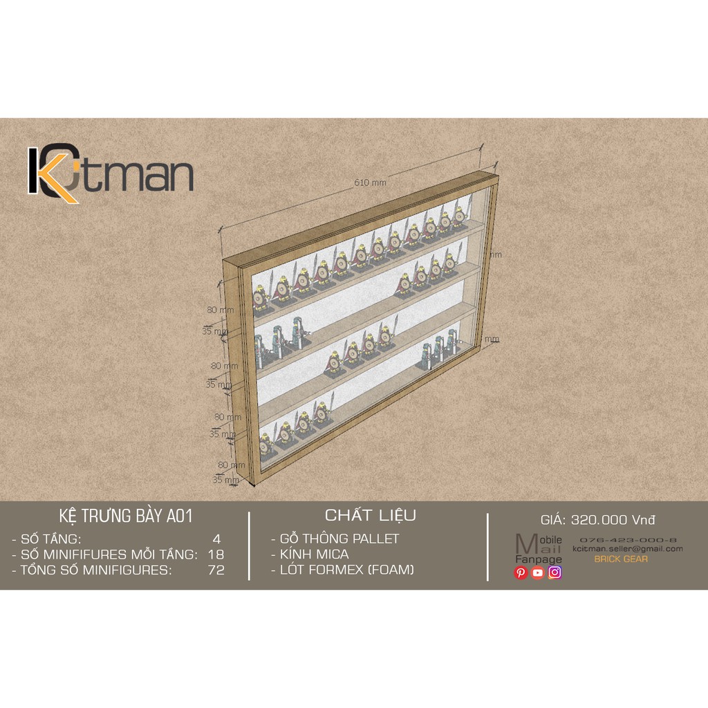 KCitman - Kệ, Tủ, Hộp Trưng Bày Minifigures, LEGO, Mô hình, ZIPPO, Mỹ Phẩm, Phụ Kiện Trang Sức.