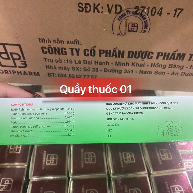 Hoàn lục vị TW3 giúp tư âm, bổ thận, nhuận phế hộp 10 hoàn mếm