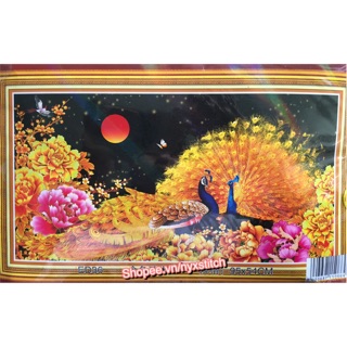 Tranh thêu chữ thập 3d Phu thê viên mãn - Kim sắc < ED36 > chưa thêu