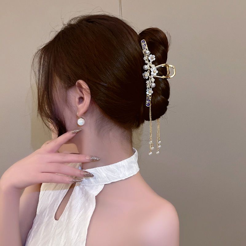 Kẹp Tóc Hình Bông Hoa Phối Tua Rua Phong Cách Cổ Điển Cao Cấp Thời Trang Mùa Thu Mới Cho