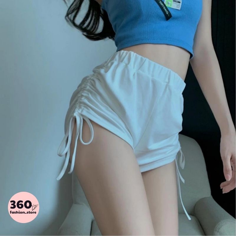 Quần đùi nữ dây rút cạp chun  tập Gym, yoga, aerobic, thể thao. chất thun lạnh co dãn tốt giá rẻ 003