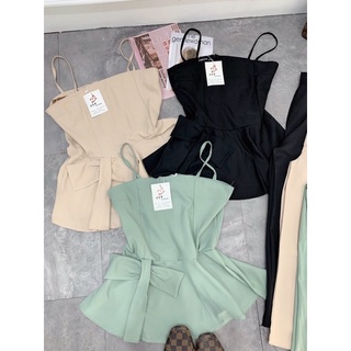 Set áo 2 dây nơ eo + quần suông