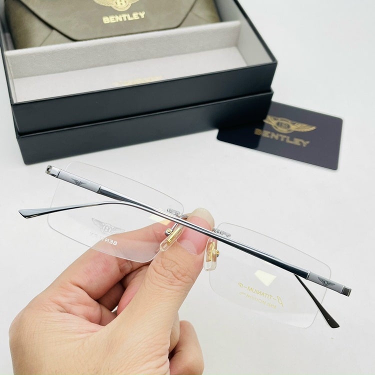 Gọng Kính Cận Kim Loại, Titanium, Kính khoan không viền, Kèm Full Box,Bảo hành 12 tháng - donghokinhmat168