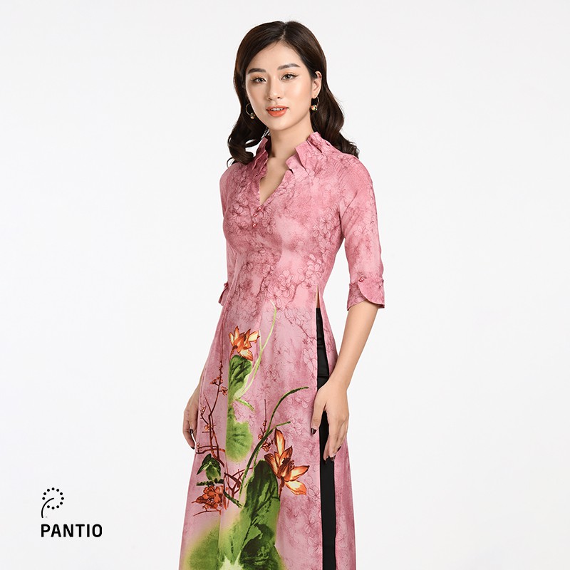 Áo dài nữ cổ chữ V cách điệu tay lỡ hoạ tiết hoa BDA50017 - PANTIO