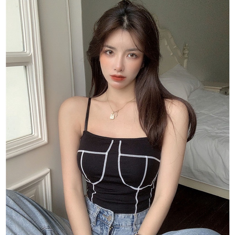 Áo Hai Dây Màu Sắc Tương Phản Thời Trang Mùa Hè Cho Nữ