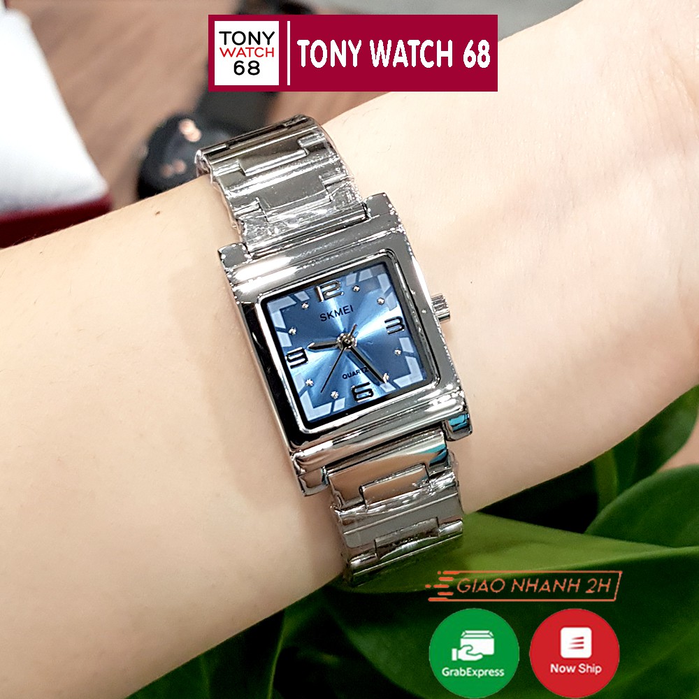 Đồng hồ nữ SKMEI mặt vuông dây kim loại mặt mini sang trọng chính hãng chống nước Tony Watch 68