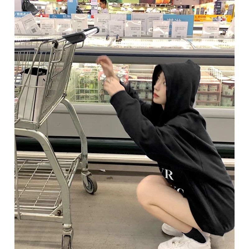 NRVP Áo Khoác Hoodie Tay Dài Dáng Rộng In Họa Tiết Phong Cách Hàn Quốc Dành Cho Nam Nữ