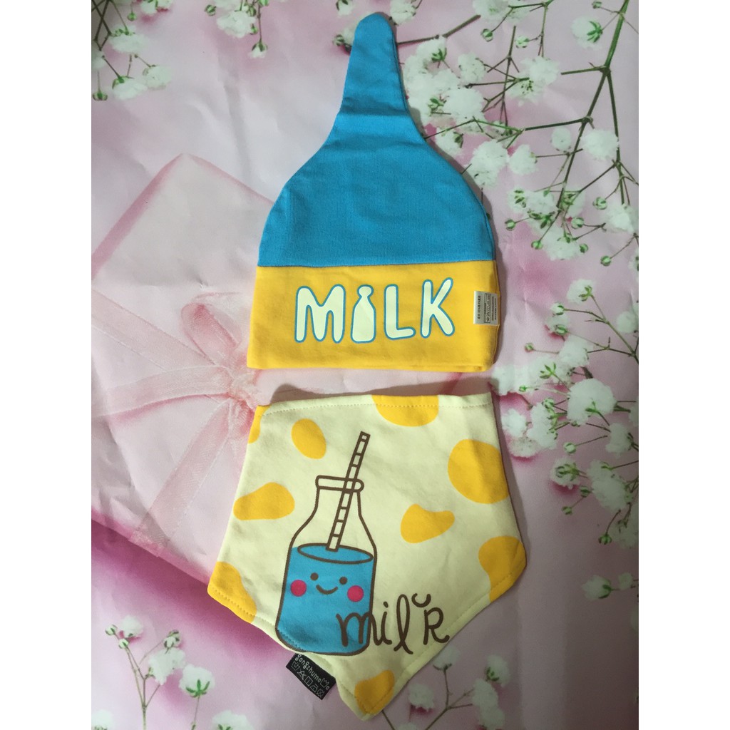 COMBO 10 Set Mũ Cotton Kèm Yếm MILK