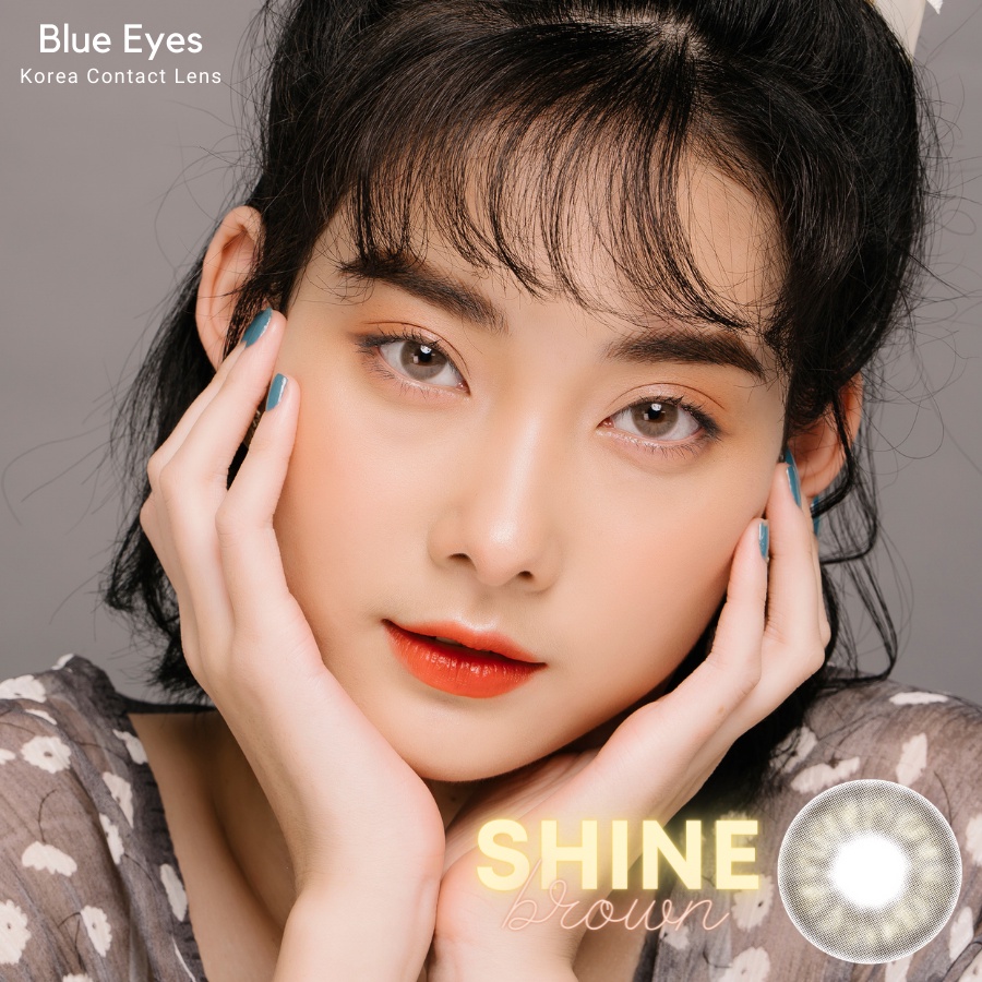 Lens Hàn Quốc Blue Eyes - SHINE BROWN - Lens thời trang hot màu nâu trà sữa - Kính áp tròng Made in Korea