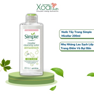 Nước Tẩy Trang Simple Micellar 200ml - Hàng Chính Hãng Làm Sạch Trang Điểm Vượt Trội