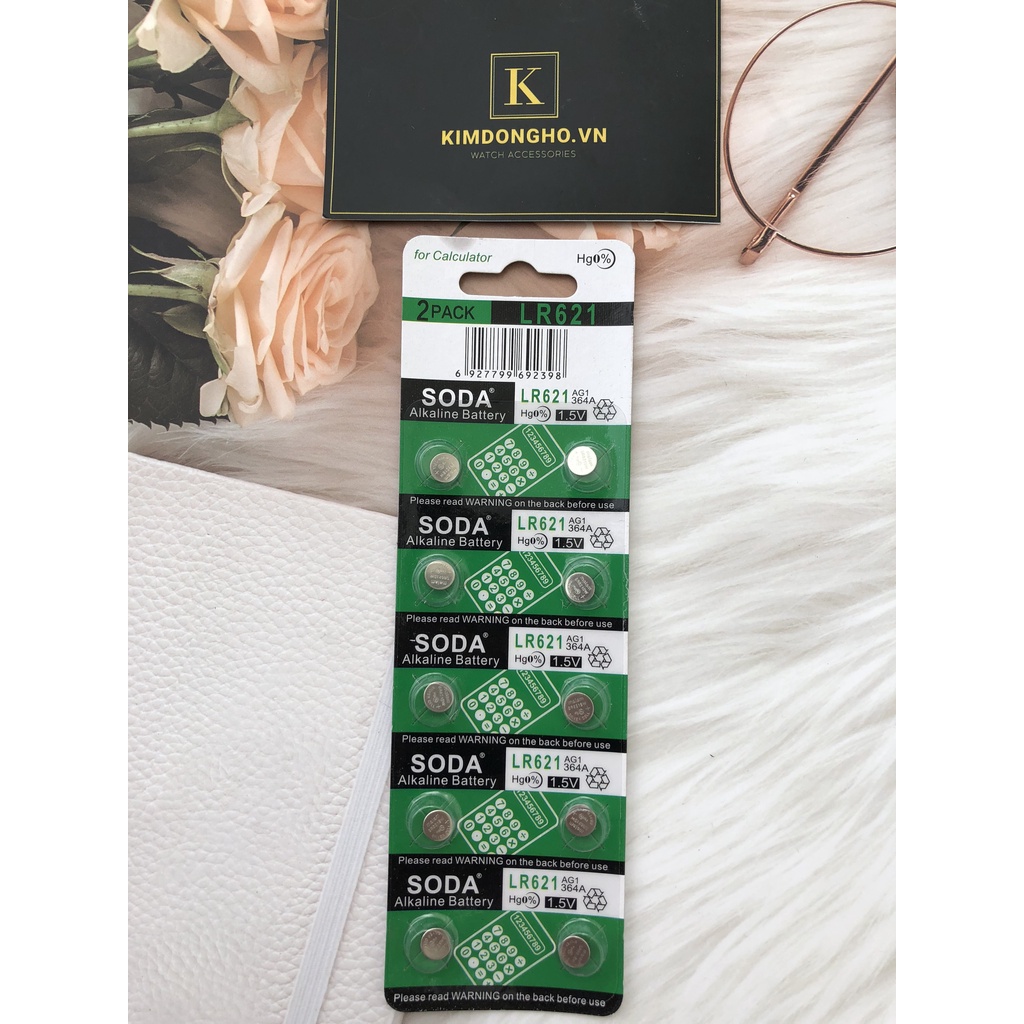 Pin Đồng Hồ SR621SW SODA - SR621 - 621 - 364 - AG1 - LR621 Vỉ 10 Viên