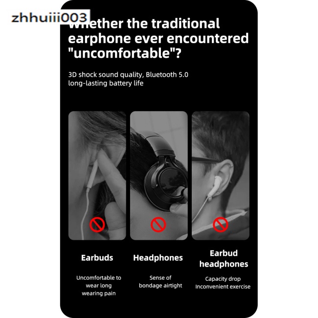 ZHIHUI Bluetooth-compatible  Earphones Bone Conduction Headphones Bl09 Ear-mounted Music Wireless Sports Stereo Earplugs