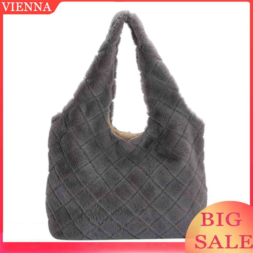 Túi Xách Lông Nhung Mềm Mại Họa Tiết Hình Thoi Thời Trang Thu Đông Cho Nữ