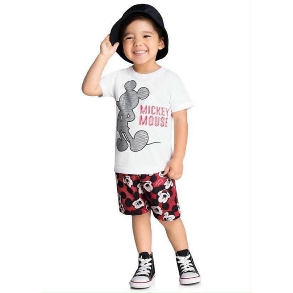 Đồ bộ bé trai combo 2 bộ chuột Mickey Mouse in chìm chất cototn 4 chiều mềm mịn