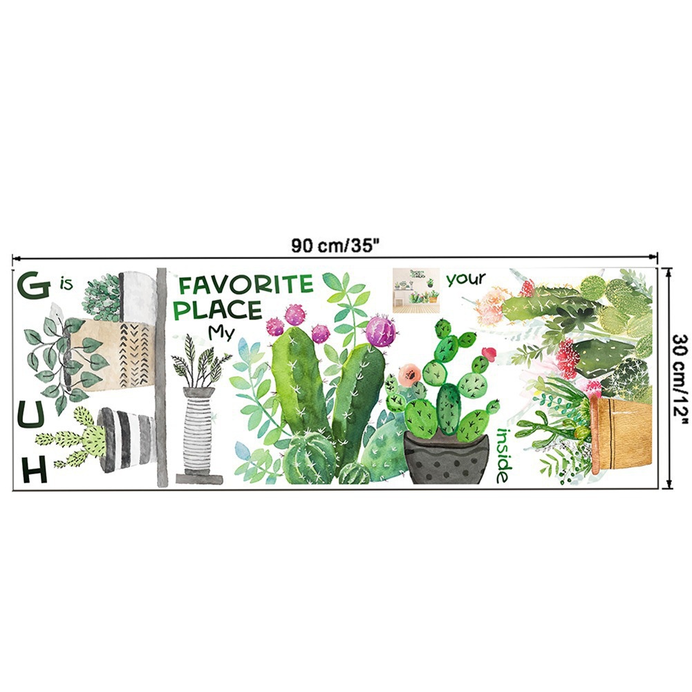 Sticker Dán Tường DIY Họa Tiết Cây Xương Rồng Để Trang Trí Nhà