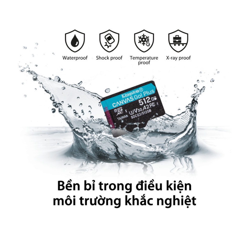 Thẻ nhớ Kingston Canvas Go Plus MicroSD 64GB cho thiết bị di động Android, camera, flycam và sản xuất video 4K SDCG3/64G | BigBuy360 - bigbuy360.vn