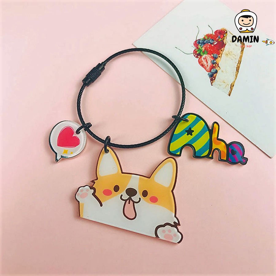 Móc Chìa Khóa Hình Chó Corgi Mông To CUTE, phụ kiện trang trí balo