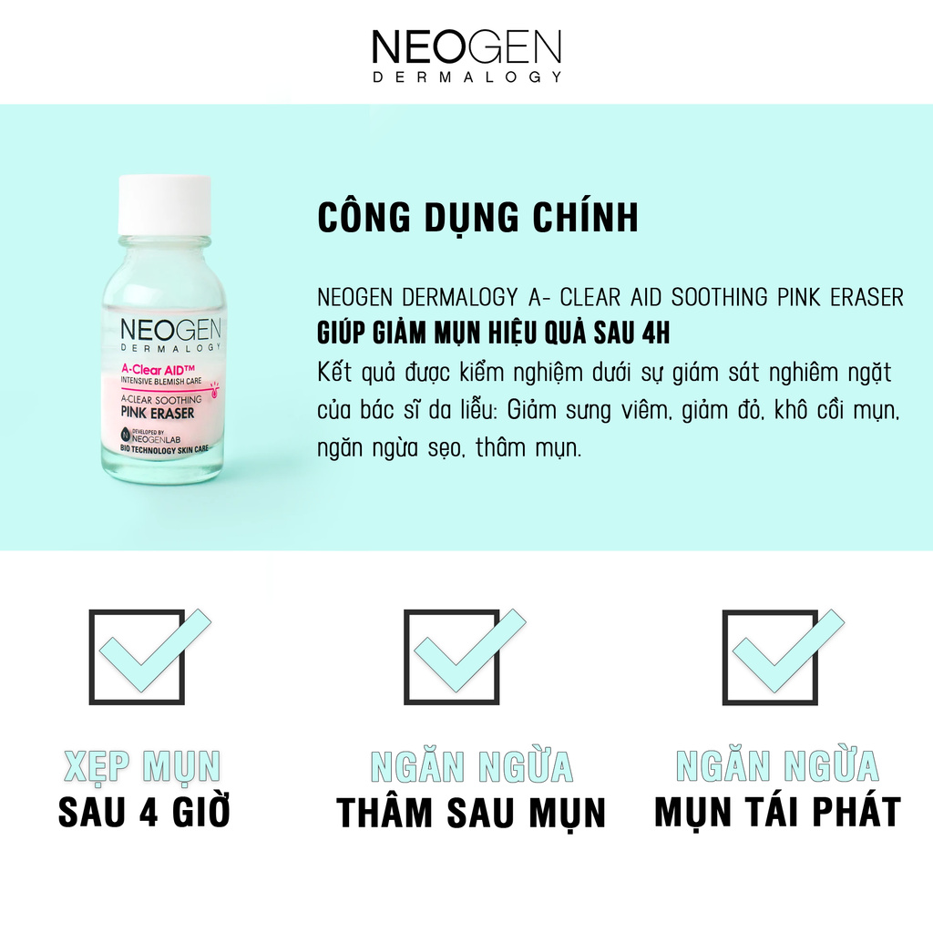 Chấm Mụn Hai Lớp Xẹp Mụn Neogen A Clear Soothing Pink Eraser 15ml