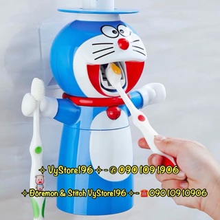 DỤNG CỤ NẶN KEM ĐÁNH RĂNG + CỐC VỆ SINH + TREO BÀN CHẢI ĐÔREMON 3 IN 1
