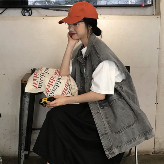 Áo khoác denim không tay phong cách Hàn Quốc cá tính | BigBuy360 - bigbuy360.vn