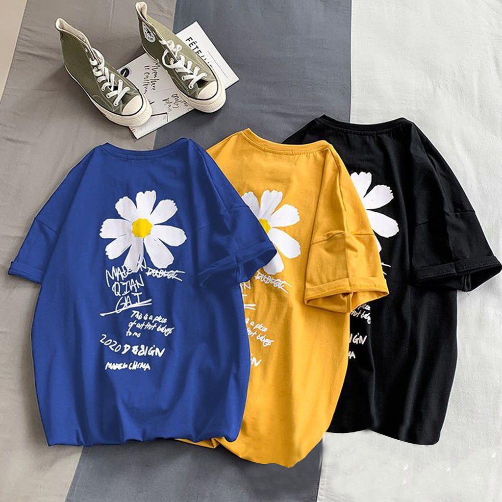 Áo thun tay lỡ nữ freesize phông form rộng Unisex, mặc lớp, nhóm, cặp in hình HOA CÚC CHỮ KÝ GD | BigBuy360 - bigbuy360.vn