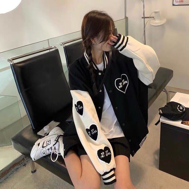 Áo khoác bomber thêu trái tim chất vải kaki chính phẩm cực xinh | BigBuy360 - bigbuy360.vn