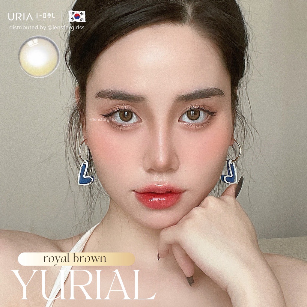 Kính áp tròng cao cấp hiệu ứng phủ bóng hot trend Yurial Royal Brown chính hãng IDOL LENS | HSD 8-12 tháng | Lens cận