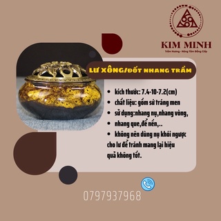 Lư xông trầm hương/ đốt nhang trầm,Lư đốt trầm tặng kèm miếng lót chống cháy,lư đốt trầm hương gốm sứ 🪷