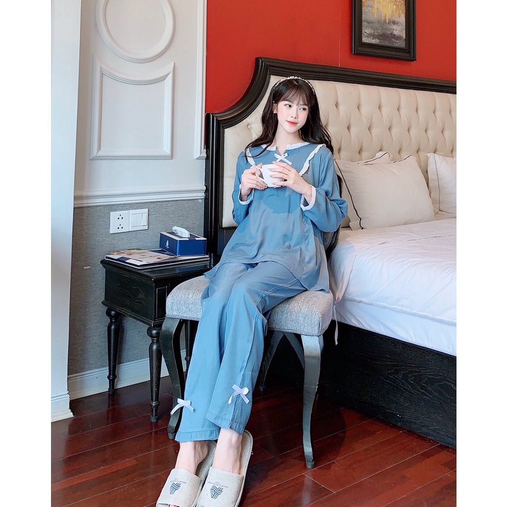 Bộ đồ bầu đẹp giá rẻ - bộ sau sinh chất ĐŨI LỤA có khóa cho bé ti tiện lợi MỀM MẠI - THOẢI MÁI B10