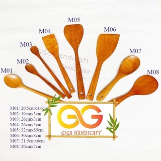 Thìa Gỗ, Muôi Gỗ, Sạn Gỗ, thìa trộn salad - Chất Liệu Gỗ mộc tự nhiên không qua xử lý hóa chất bề mặt, muôi thìa cán dài