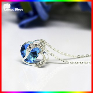 Dây Chuyền Bạc Nữ Trái Tim Xanh Dương Chất Liệu Bạc - Ganes Silver