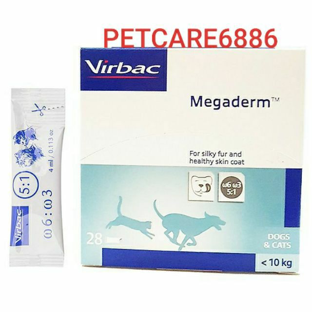 Hộp Gel Mượt Lông Da Và Giảm Ngứa Chó Mèo Gói 4ml Virbac Megaderm 28 gói