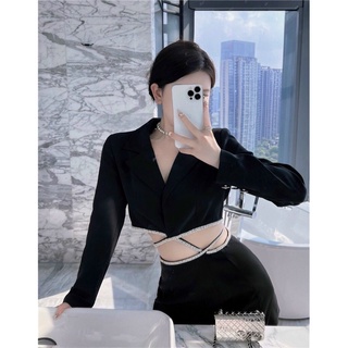 SET ÁO VEST CROPTOP DÂY CHÉO EO KÈM CHÂN VÁY (KÈM VIDEO HÌNH THẬT)