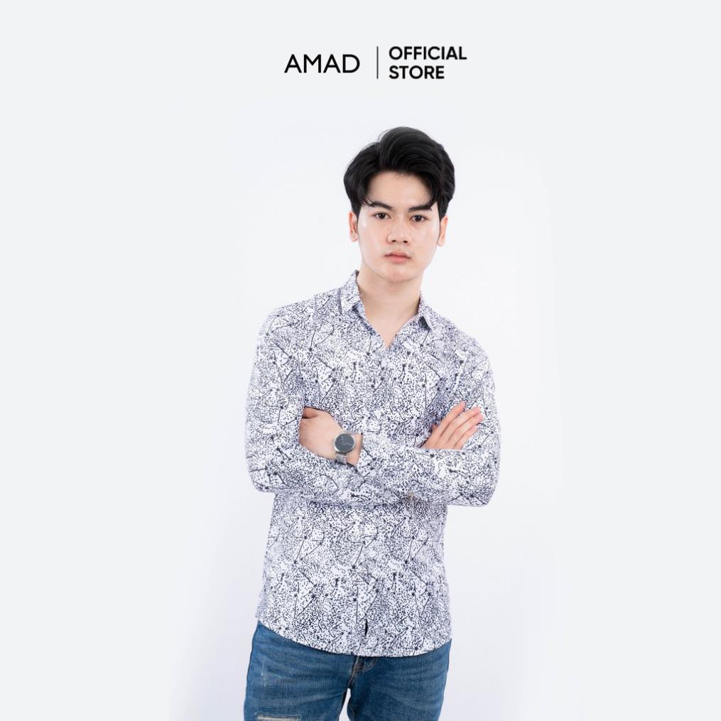 Áo sơ mi nam dài tay vải lụa Hàn Quốc hoạ tiết cao cấp mặc đi chơi đi tiệc sang trọng lịch lãm Amad | BigBuy360 - bigbuy360.vn