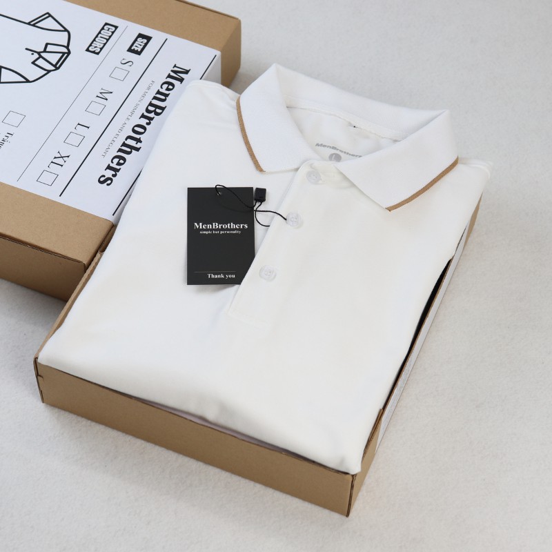 Áo thun nam Polo cao cấp cổ bẻ MENBROTHERS AMR021 vải cá sấu cotton phong cách trẻ trung, chuẩn form màu trắng phối viền | BigBuy360 - bigbuy360.vn