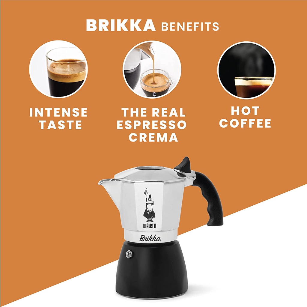 Ấm pha cà phê Bialetti Brikka 4 tách ấm đun bếp gas van áp suất độc quyền
