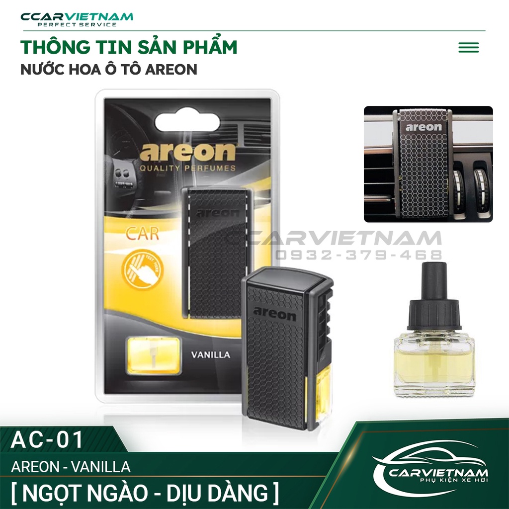 Nước Hoa Ô Tô Areon Cao Cấp Kẹp Cửa Gió Điều Hòa - Nước Hoa Khử Mùi Xe Hơi, Chống Say Xe