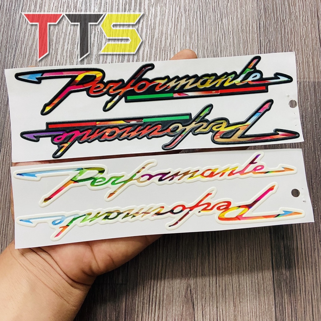 Tem Logo Performance 7 sắc cầu vòng dán trang trí xe máy, máy tính, nón bảo hiểm