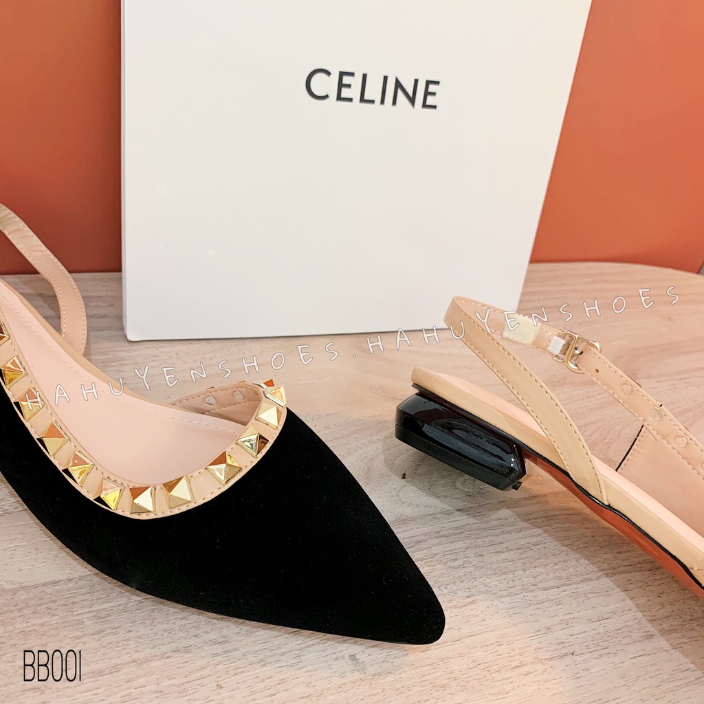 Bệt nữ HHS nhung đinh tán khoét eo 1 phân Hà Huyền Shoes - BB001 | BigBuy360 - bigbuy360.vn