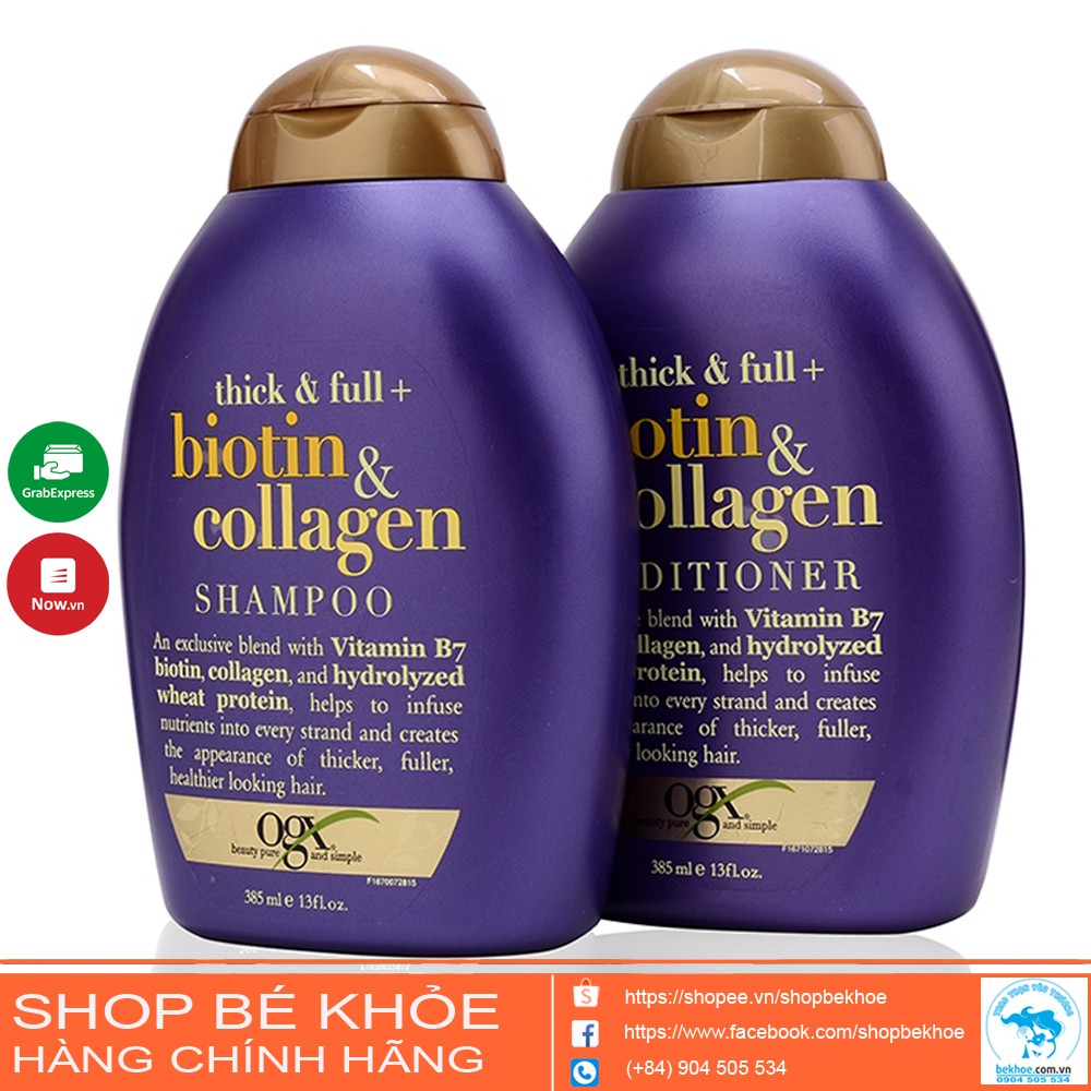 Cặp dầu gội Biotin &amp; Collagen chống rụng gẫy tóc - Thick &amp;Full Biotin Collagen 385ml