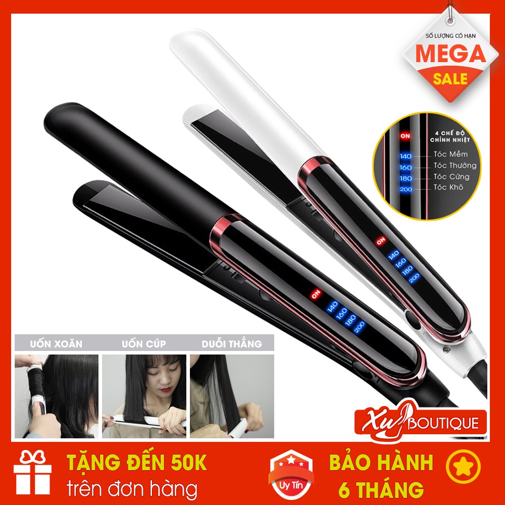 (Bảo Hành 6 Tháng) - Máy Ép/Duỗi/Uốn Cúp, Xoăn Lọn Tóc Cao Cấp 4 Mức Điều Chỉnh Nhiệt Độ Chuyên Nghiệp Salon Hair