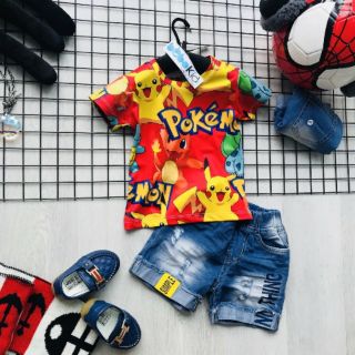 Set bé trai áo thun quần jean
