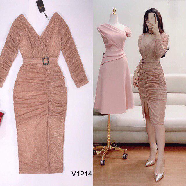 [ xả kho ] MiD Đầm dài tay dáng body quyến rũ V1214 Mie Design kèm ảnh thật